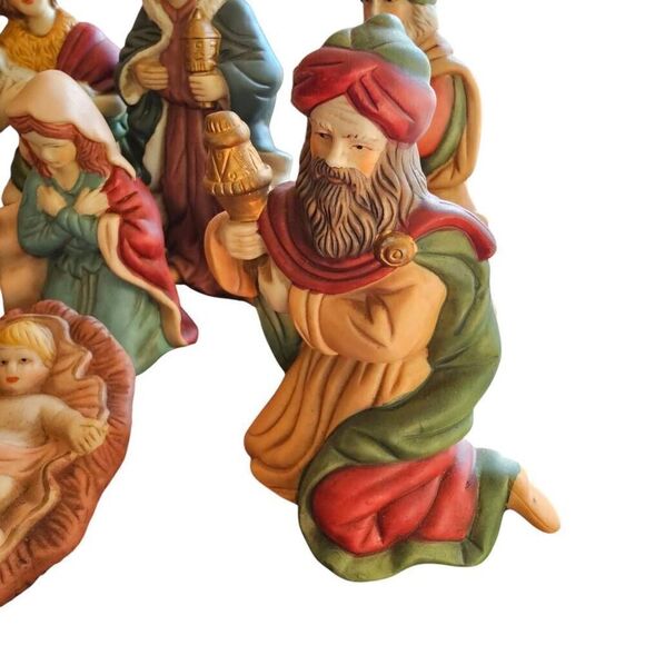 11 piece hand painted ceramic Nativity Scene Christmas Jesus - Picture 7 of 14